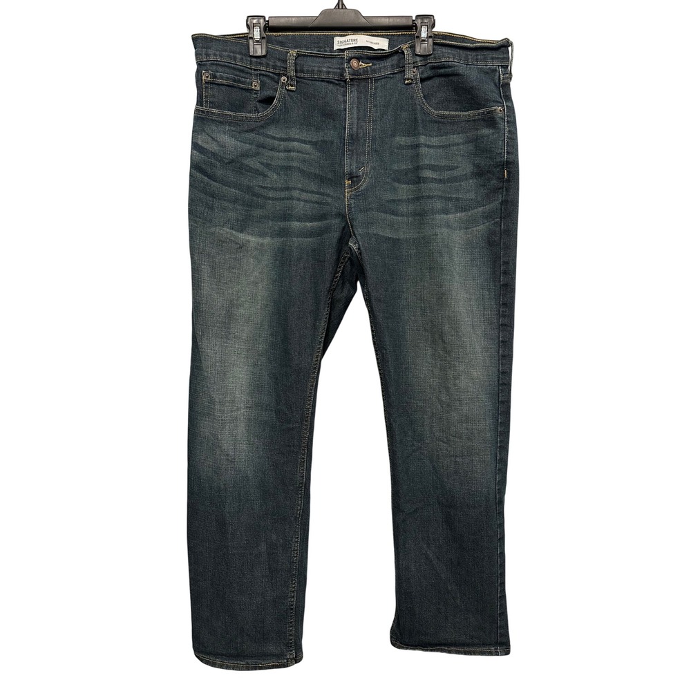 Signature by Levi Strauss & Co Mens S61 Relaxed Fit Dark Wash Jeans 38x32